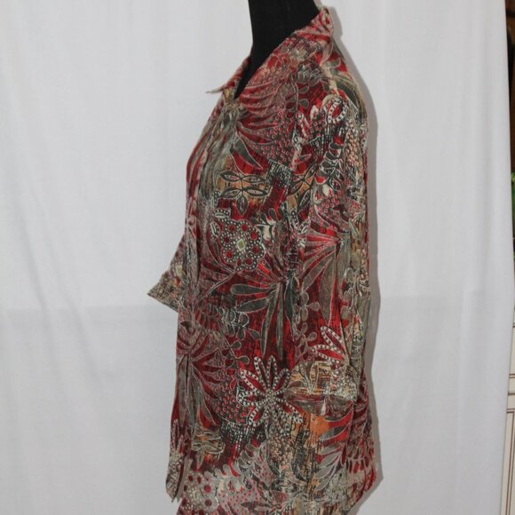 TanJay Shear Multicolor 3/4 Sleeve Button Down Top - Picture 7 of 11